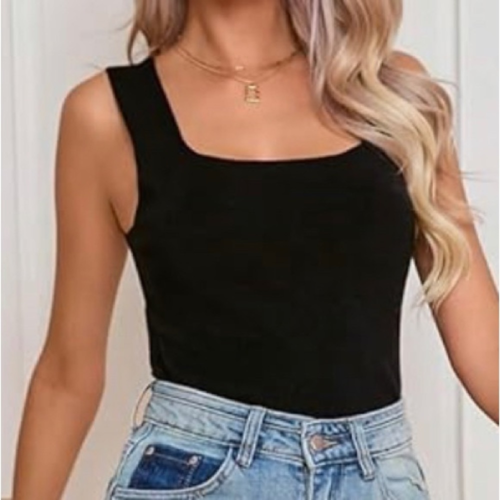 New never used Women's Square Neck Tank Top Basic Ribbed Knit
